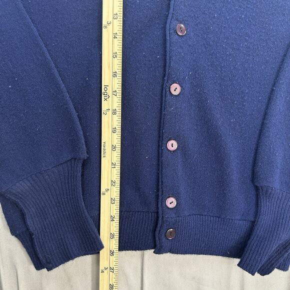 Vintage 70s JCPenney Sweater Cardigan Men's L Blue Button Up Long Sleeve L - Picture 5 of 8